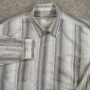 Haband Pearl Snap Shirt XL Vertical Stripe Long Sleeve Western Casual Cowboy